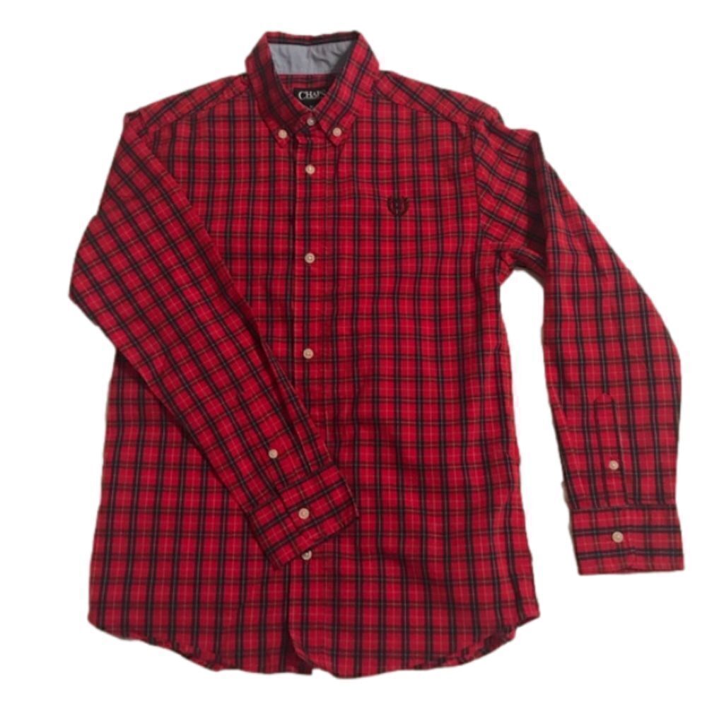 Chaps Boys Plaid Button Down Shirt Long Sleeve Sz M